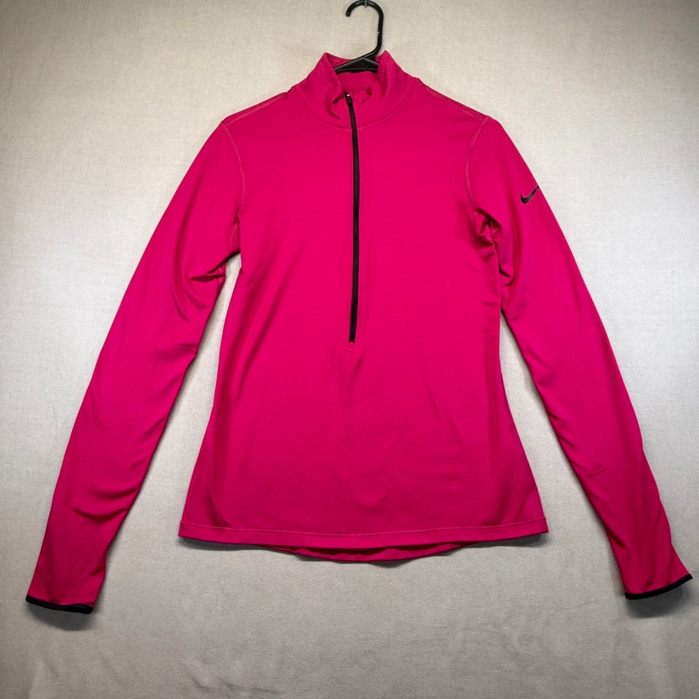 Nike Pro Dri-FIT Pullover Womens M Pink El Salvador Poly 1/2 Zip Thumbhole Top